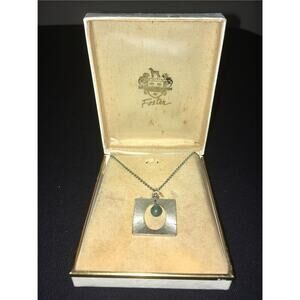 Vintage Foster MOD Sterling Silver & Jade Necklace and Pendant